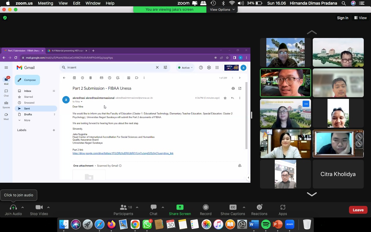 FIP UNESA Melakukan Submit Dokumen FIBAA Part 2 sebagai Bagian dari Proses Akreditasi Internasional