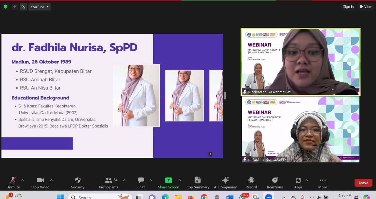 PGSD FIP UNESA Berbagi Kiat Sehat dan Produktif Selama Ramadan melalui Webinar