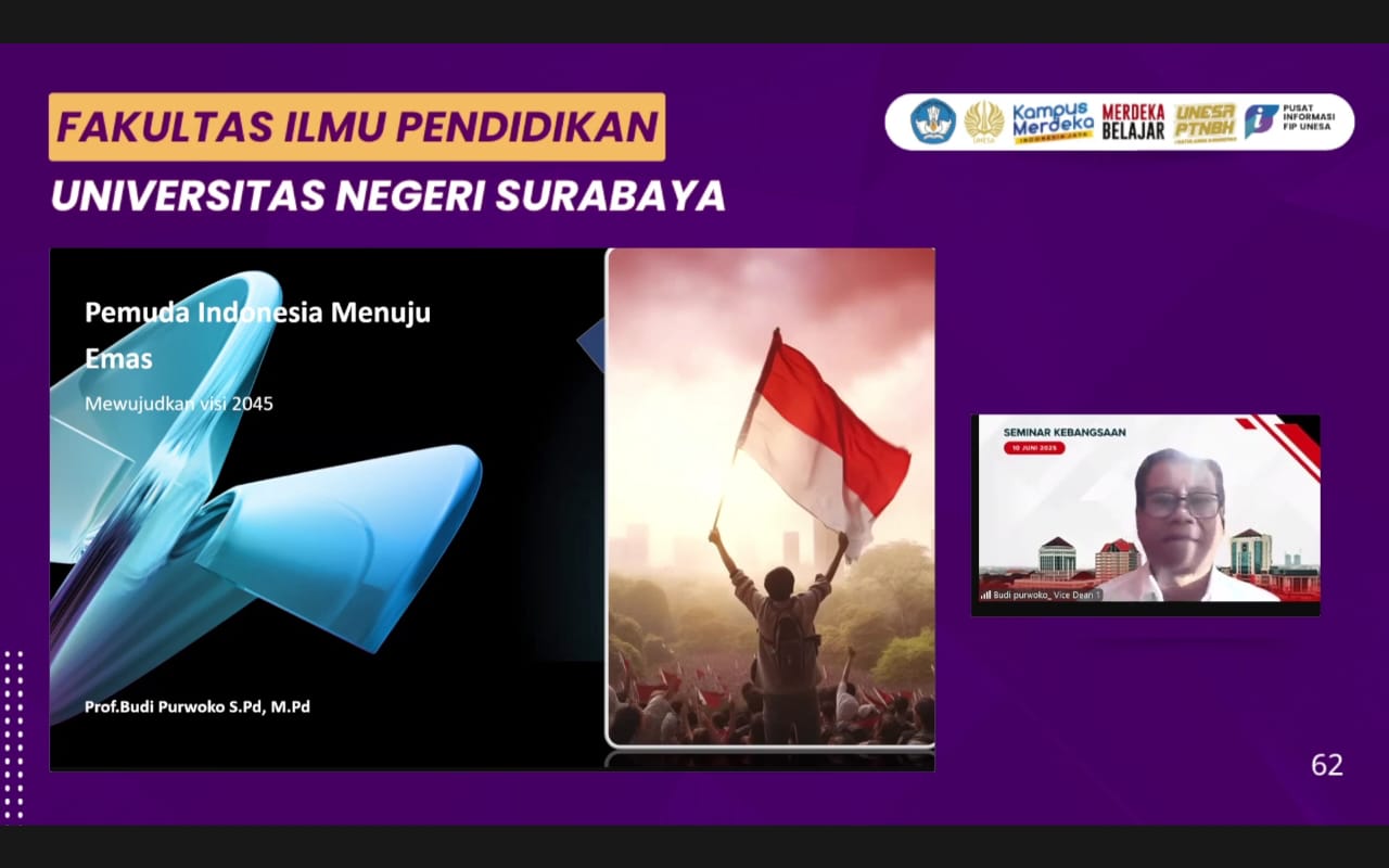 FIP UNESA Gelar Seminar Peran Pemuda dalam Astacita Menuju Indonesia Emas 2045 Secara Hybrid