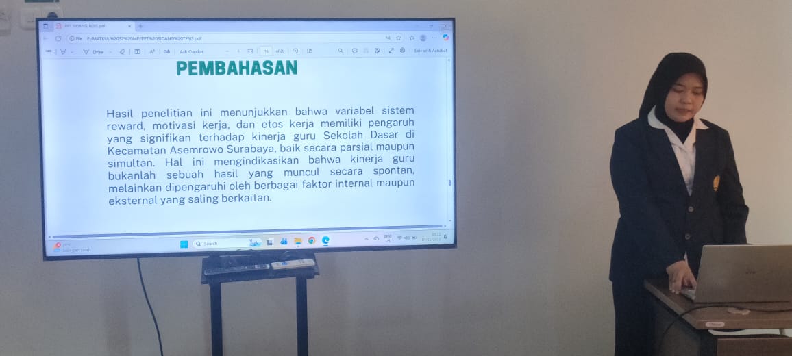 Pengaruh Reward, Motivasi, dan Etos Kerja terhadap Kinerja Guru Sekolah Dasar: Riset Mahasiswa S2 FIP Unesa