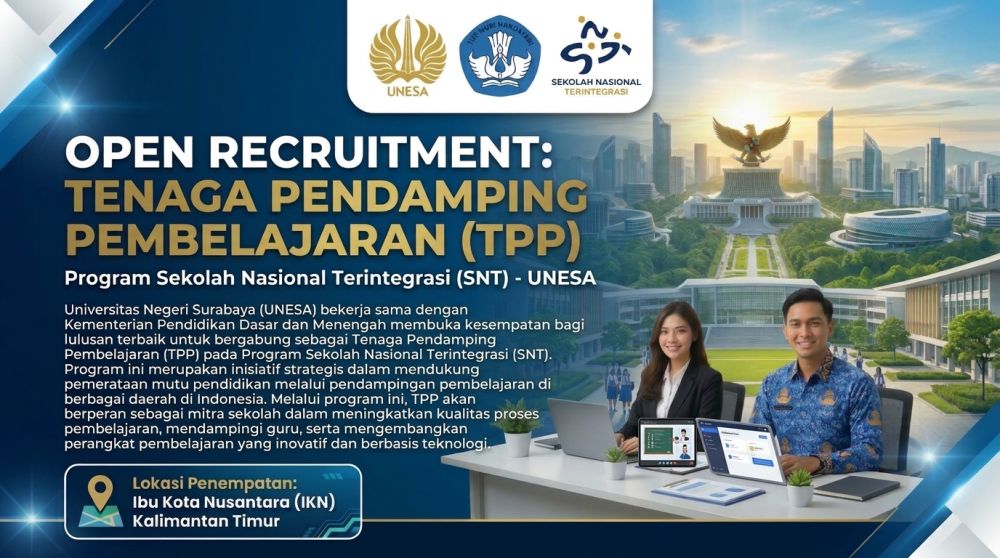 Open Recruitment Tenaga Pendamping Pembelajaran (TPP) Program Sekolah Nasional Terintegrasi (SNT)